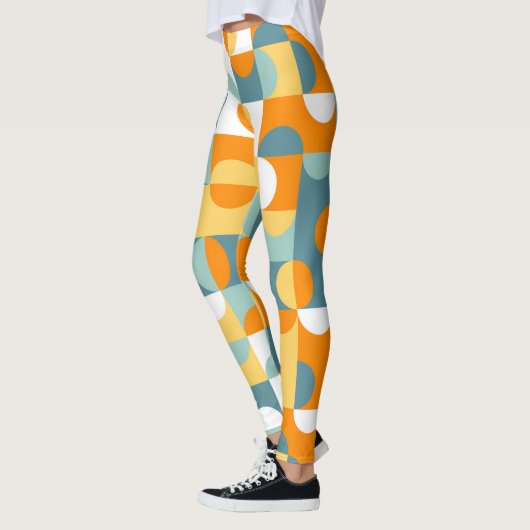 Blauwgroen Blauw Groen Sinaasappel Mideeuwse cirke Leggings (Links)
