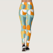Blauwgroen Blauw Groen Sinaasappel Mideeuwse cirke Leggings (Achterkant)