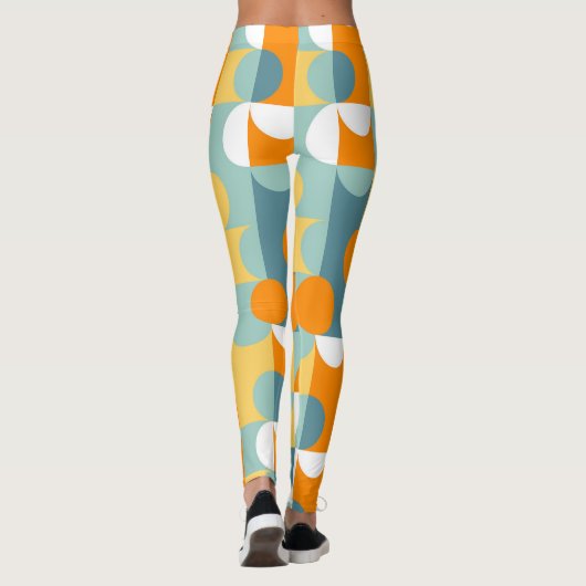 Blauwgroen Blauw Groen Sinaasappel Mideeuwse cirke Leggings (Achterkant)
