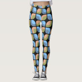Blauwgroen Blauw Groen Sinaasappel Mideeuwse cirke Leggings (Voorkant)