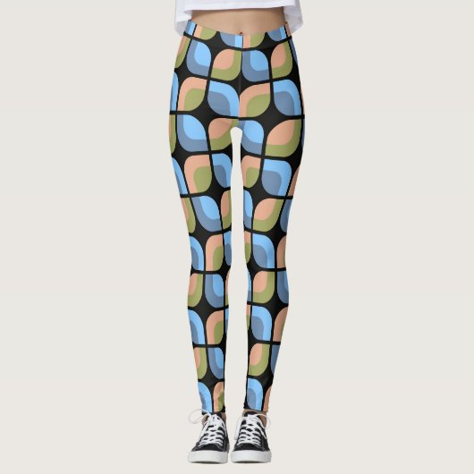 Blauwgroen Blauw Groen Sinaasappel Mideeuwse cirke Leggings (Voorkant)