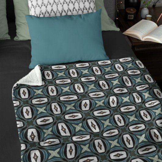 Blauwgroen Blauw Groen Taupe Bruin Bohemian Tribe  Fleece Deken