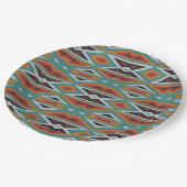 Blauwgroen Blauw Groen Terra Cotta Tribal Kunstpat Papieren Bordje (Gekanteld)