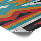 Blauwgroen Blauw Groen Terra Cotta Tribal Kunstpat Poster (Hoek)