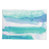 Blauwgroen Blauw Groen Waterverf Strepen Kussensloop (Achterkant-Links)