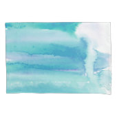 Blauwgroen Blauw Groen Waterverf Strepen Kussensloop (Voorkant-Links)