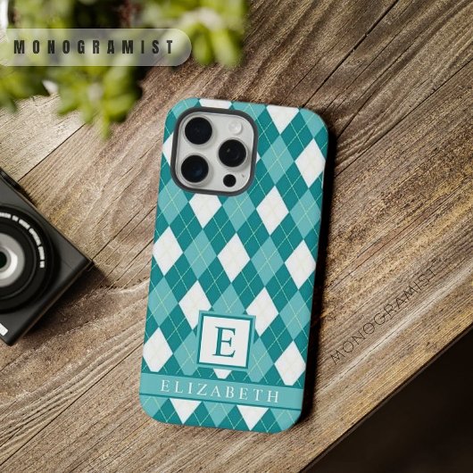 Blauwgroen Blauw Groen Wit Argyle Patroon iPhone Hoesje