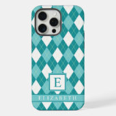 Blauwgroen Blauw Groen Wit Argyle Patroon iPhone Hoesje (Achterkant)