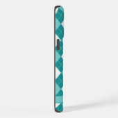 Blauwgroen Blauw Groen Wit Argyle Patroon iPhone Hoesje (Rechterkant)