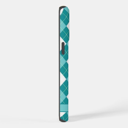 Blauwgroen Blauw Groen Wit Argyle Patroon iPhone Hoesje (Rechterkant)