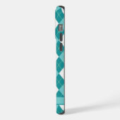 Blauwgroen Blauw Groen Wit Argyle Patroon iPhone Hoesje (Linkerkant)