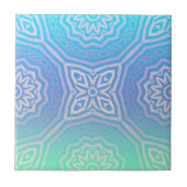 Blauwgroen Blauw Groen Zilver Ombre Arabesque Geom Tegeltje (Voorkant)