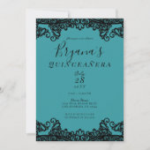 Blauwgroen Blauw Groen Zwart Gezicht 15e Quinceañe Kaart (Voorkant)