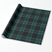 Blauwgroen Blauw Groen Zwart Tartan Plaid Cadeaupapier (Uitgerold)