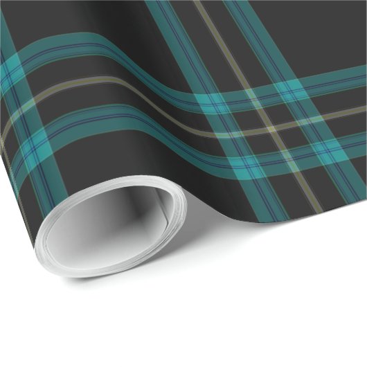 Blauwgroen Blauw Groen Zwart Tartan Plaid Cadeaupapier (Rol Hoek)