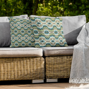 Blauwgroen blauw, groene timulans bruin ivoorkruid buitenkussen