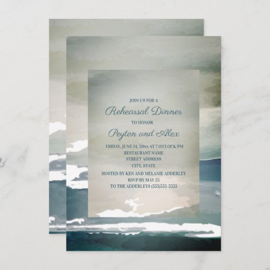 Blauwgroen blauw-groene Waterverf repetitie Kaart (Voorkant / Achterkant)