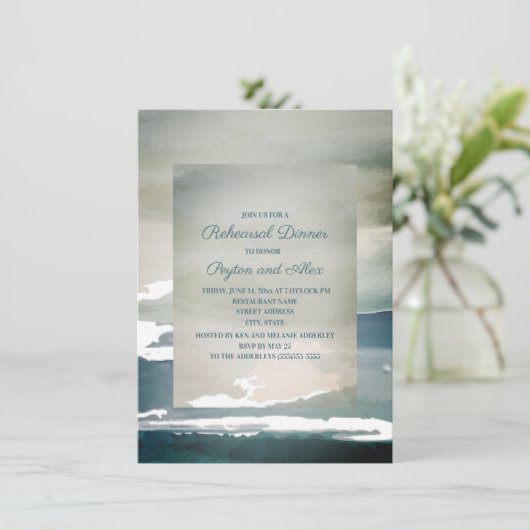 Blauwgroen blauw-groene Waterverf repetitie Kaart (Staand voorkant)