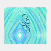 Blauwgroen blauw groenWaterverf lijnen Voeg uw mon Fleece Deken (Voorkant (Horizontaal))
