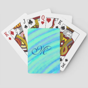 Blauwgroen blauw groenWaterverf lijnen Voeg uw mon Pokerkaarten