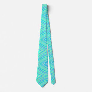 Blauwgroen blauw groenWaterverf lijnen Voeg uw mon Stropdas