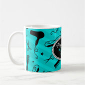 Blauwgroen blauw haar en schoonheid koffiemok (Links)