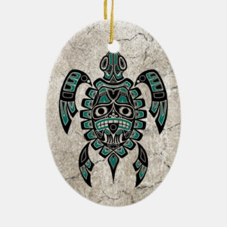 Blauwgroen blauw-Haida-Zee Keramisch Ornament