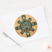  Blauwgroen Blauw Haida Zonnemasker Ronde Sticker (Envelop)