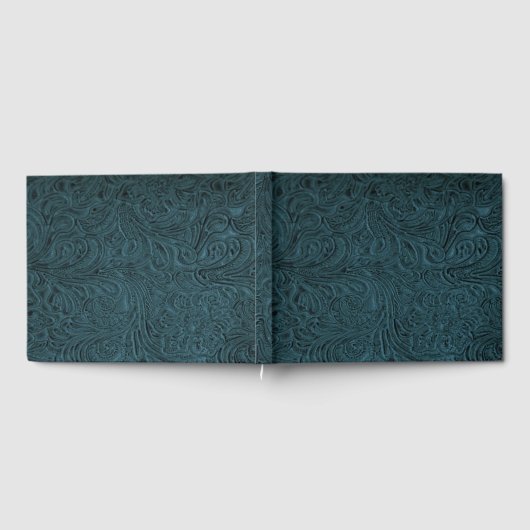 Blauwgroen Blauw Handleer (Faux) Gastenboek (Volledig)