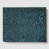 Blauwgroen Blauw Handleer (Faux) Gastenboek (Achterkant)