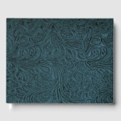 Blauwgroen Blauw Handleer (Faux) Gastenboek (Voorkant)