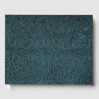 Blauwgroen Blauw Handleer (Faux) Gastenboek