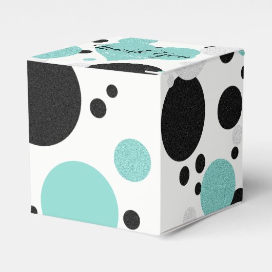 Blauwgroen Blauw Hart Polka Dot Vrijgezellenfeest  Bedankdoosjes (Voorkant Zijde)