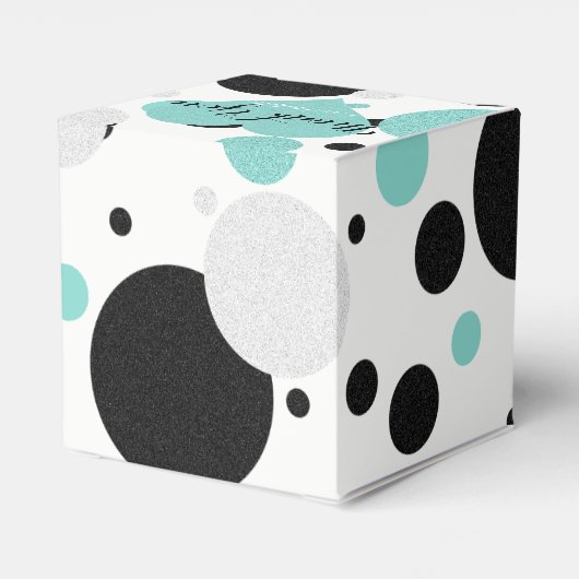 Blauwgroen Blauw Hart Polka Dot Vrijgezellenfeest  Bedankdoosjes (Achterkant)