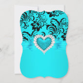 Blauwgroen blauw hart zoet 16-jarige feestdagen ho kaart (Achterkant)