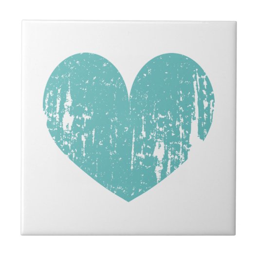  blauwgroen blauw hartpictogram aangepast keramisc tegeltje (Voorkant)