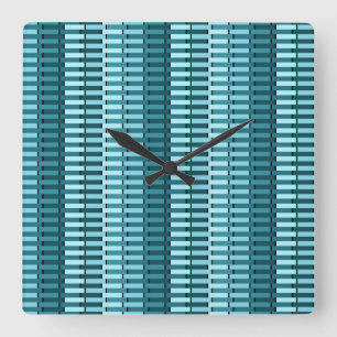 Blauwgroen blauw, hedendaags Abstract Stripe patro Vierkante Klok