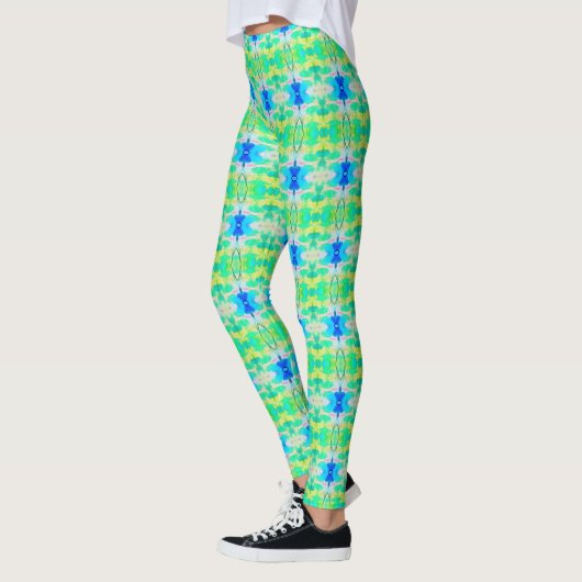 Blauwgroen blauw, heldere dames leggings (Links)