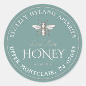 Blauwgroen blauw honing label wit  bij lokaal (Voorkant)