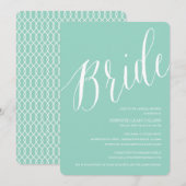 Blauwgroen blauw kalligrafie Bridal Shower-uitnodi Kaart (Voorkant / Achterkant)