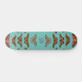 Blauwgroen blauw  karton Monogram skateboard (Horizontaal)