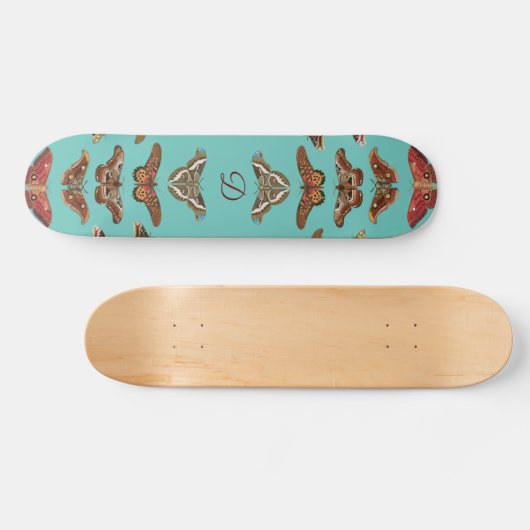 Blauwgroen blauw  karton Monogram skateboard (Horizontaal)