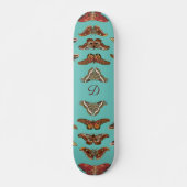 Blauwgroen blauw  karton Monogram skateboard (Voorkant)