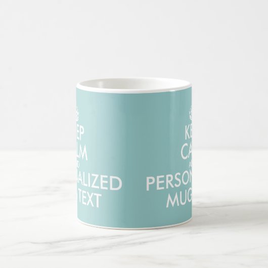 Blauwgroen blauw KeepCalm Mokken |  sjabloon (Center)