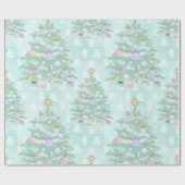 Blauwgroen blauw kerstboombladerpapier cadeaupapier (Vlak)