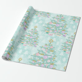 Blauwgroen blauw kerstboombladerpapier cadeaupapier