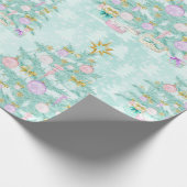 Blauwgroen blauw kerstboombladerpapier cadeaupapier (Hoek)