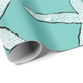 Blauwgroen blauw kerstfeest in strand cadeaupapier (Rol Hoek)