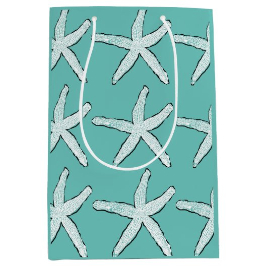 Blauwgroen blauw kerstfeest in strand medium cadeauzakje (Voorkant)