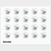 Blauwgroen blauw kerstfeest met warme chocolade ronde sticker (Vel)